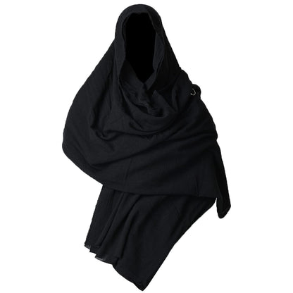 GRACEART Post Apocalyptic Shawl Shaman Cowl With Brooch Pin (Black)(Size: One size)