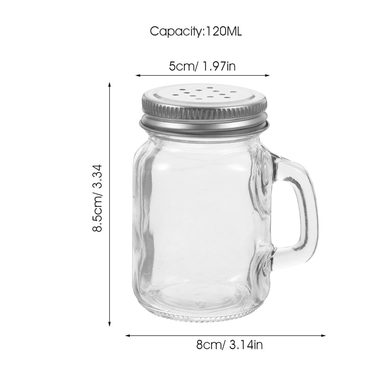 Zerodeko Mini Glass Seasoning Bottles Set of 2 Mason Jar Style Salt and Pepper Shakers with Lids for Kitchen Spice Storage and Condiment Containers