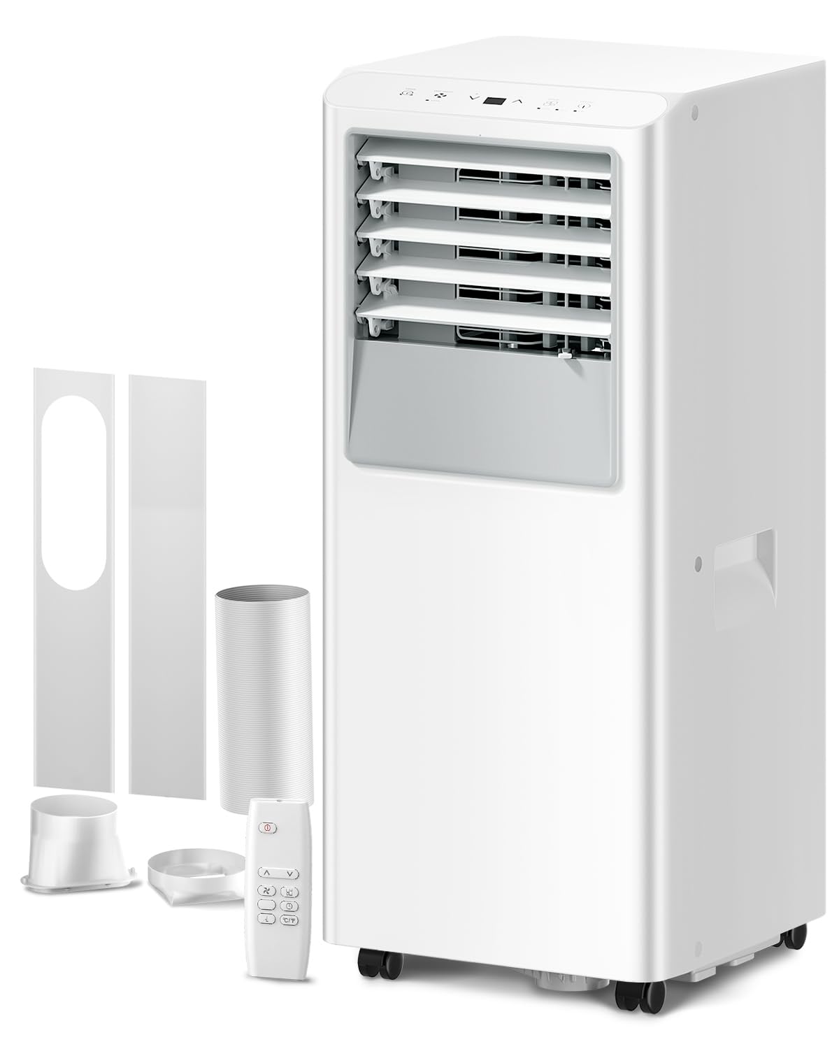Energlow 8000 BTU Portable Air Conditioner, 5-in-1 Cools 350 Sq.Ft, Quiet AC Unit with Fan & Dehumidifier, LED Display, Remote, 24H Timer, Window Kit, for Bedroom/Office/Dorms/Apartment