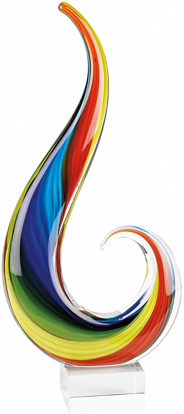 Badash Rainbow Murano-Style Art Glass Sculpture Centerpiece, 16 Inch