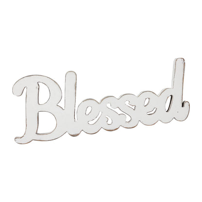 Sintosin Rustic White Wooden Blessed Sign for Tabletop 15 Inch, Wall Hanging Farmhouse Blessed Signs for Home Decor, Handmade Thanksgiving Signs Decor, Christmas Signs for Living Room Entryway