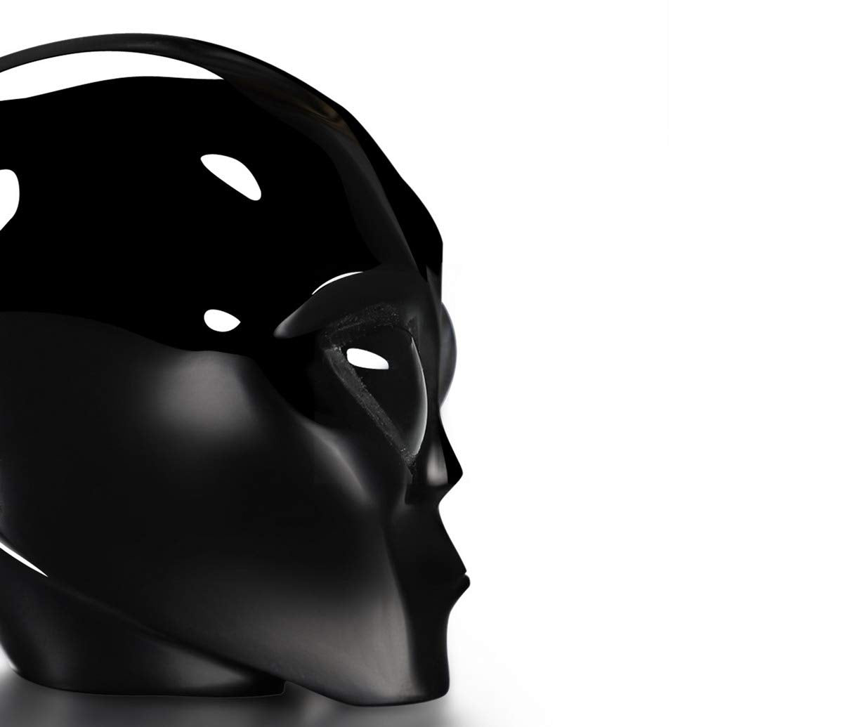 Skullis 2.0" Black Obsidian Crystal Alien Skull, Hand Carved Gemstone Fine Art Sculpture, Reiki Healing Stone Statue.S1144.