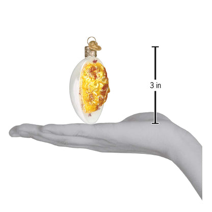 Old World Christmas Ornaments: Various Foods Glass Blown Ornaments for Christmas Tree, Deviled Egg, 2.75 x 2.25