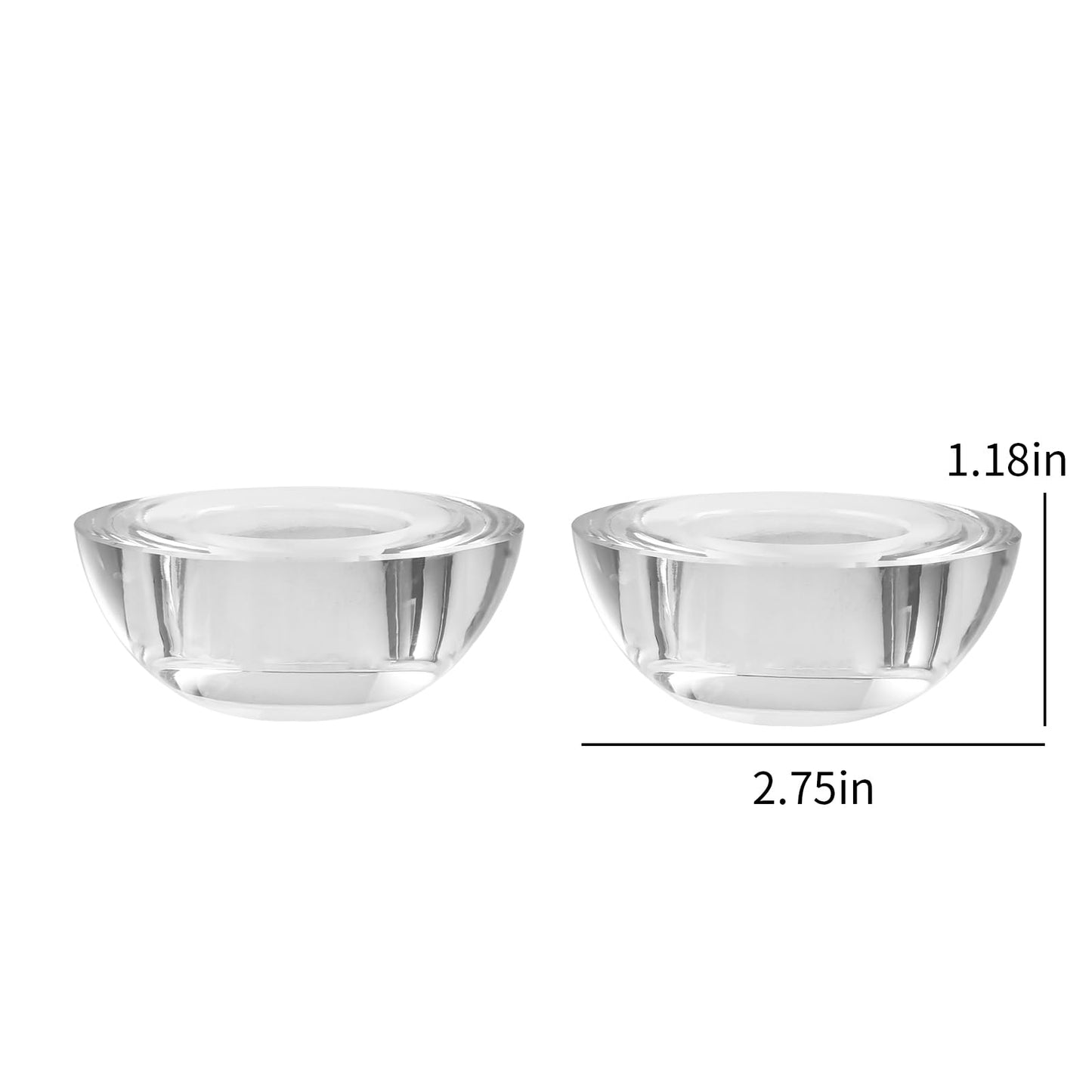 Kitcom Crystal Tealight Candle Holders for Tabletop Home Decor W2.8'' X H1.2'', Comes with Gifed Box(Pack of 2)