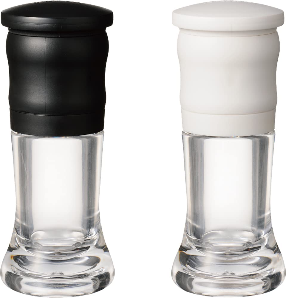 Kyocera Mill, 1.4 fl oz (40 ml), Set of 2, Ceramic Salt & Pepper, Crystal Salt, Rock Salt, Pepper, Spices, Japanese Pepper, Seasoning Container, Roughness Adjustment, Decomposition Cleaning, CM-10-2P
