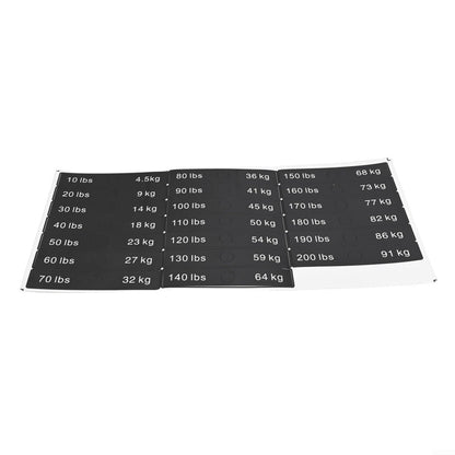 10LB-340LB Fitness Equipment Weight Stickers, PP Labels for Gym Weight Stack Blocks, Quick Identification for Dumbbells Barbells and Cable Machines, Black(10LB-200LB)