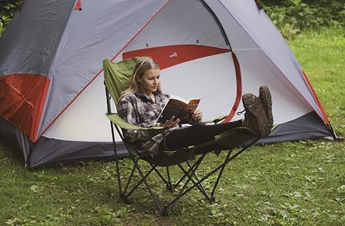 ALPS Mountaineering Escape Lounge Camping Chairs for Adults with Footrest and Adjustable Armrests, Sturdy Steel Frame, Compact Foldable Design, and Carry Bag, Cactus