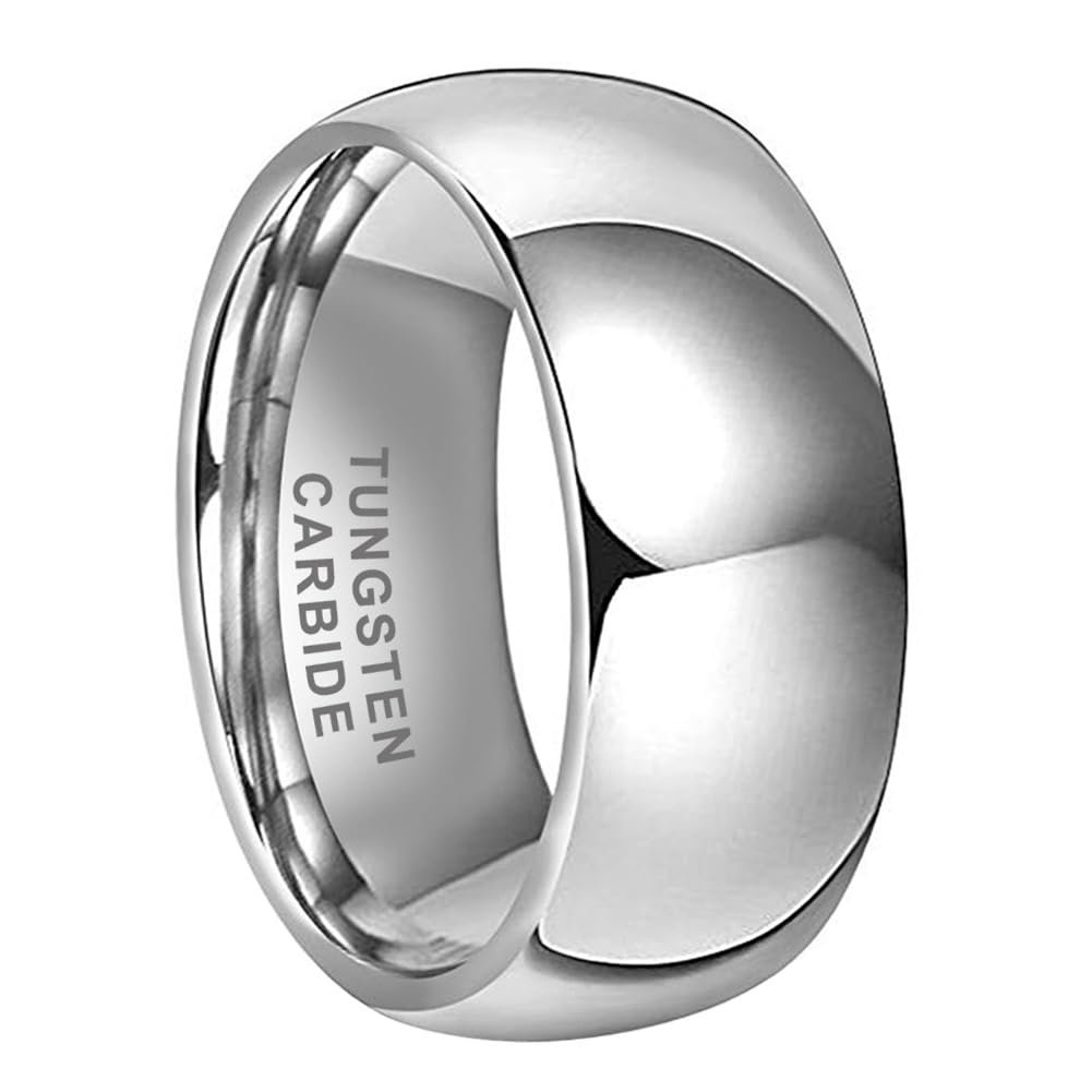 TUTISS 10mm Tungsten Rings for Men Women Engagement Wedding Bands Domed Polished Comfort Fit Size 13