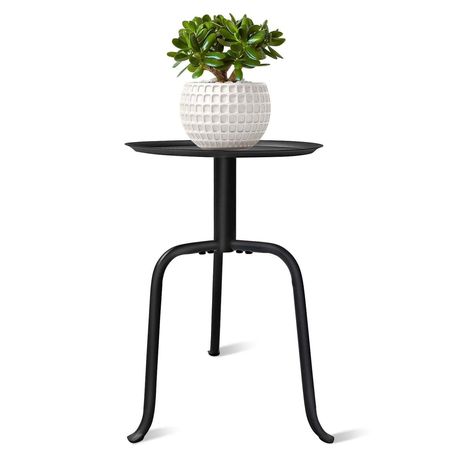 Uniqcovosa Plant Stand Indoor, Mid Century Single Plant Table, 3-Leg Minimalist Heavy Duty Metal Tall Flower Pot Stand, Modern Round Small Side End Table with Raised Design