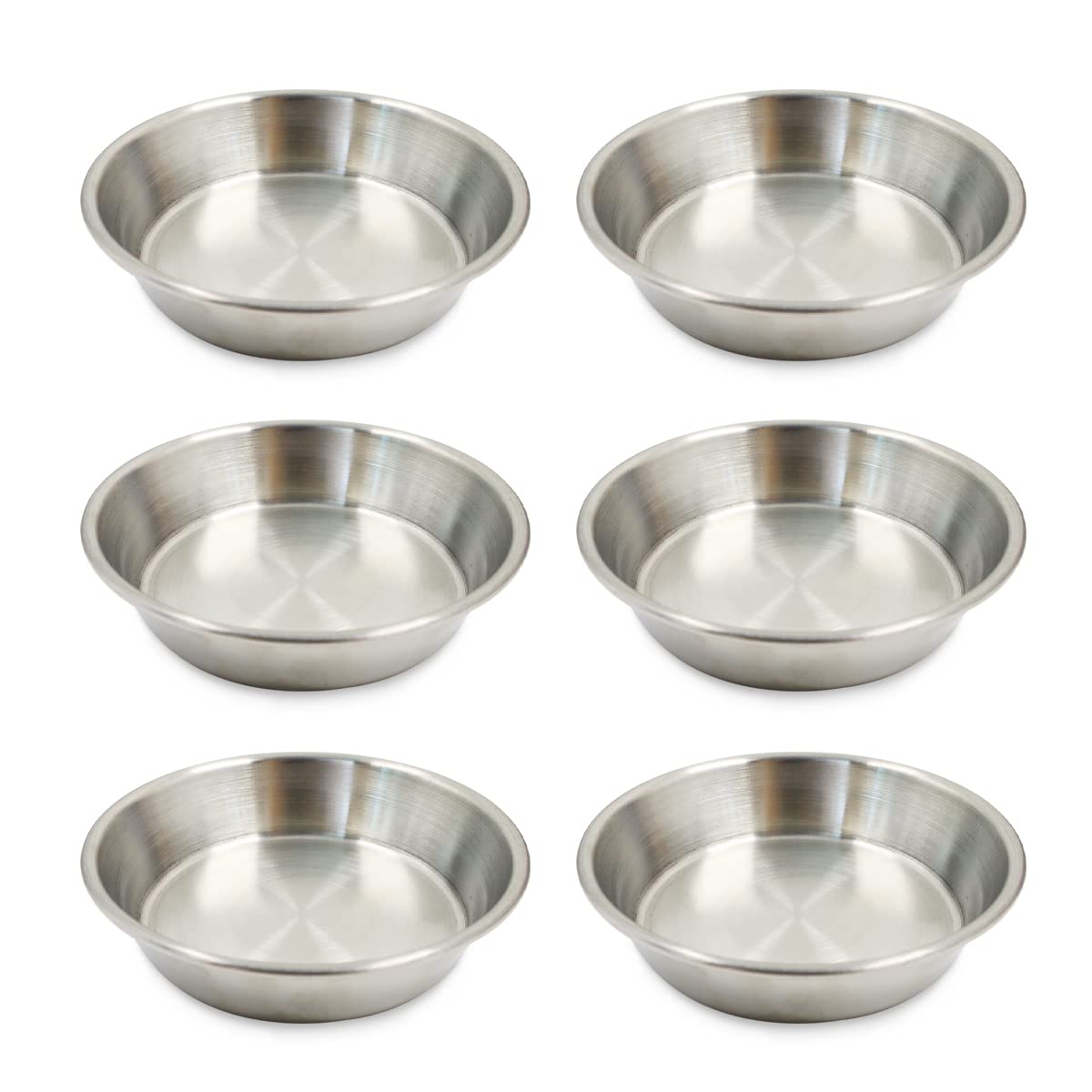 Huakaile 6Pcs Stainless Steel Sauce Dishes Round Seasoning, Soy Sauce Dipping Bowls 2 Oz, 4 Inch Pinch Bowls for Cooking Prep Metal, Sushi Appetizer Plates for Appetizer, Ketchup, Dessert (Silver)