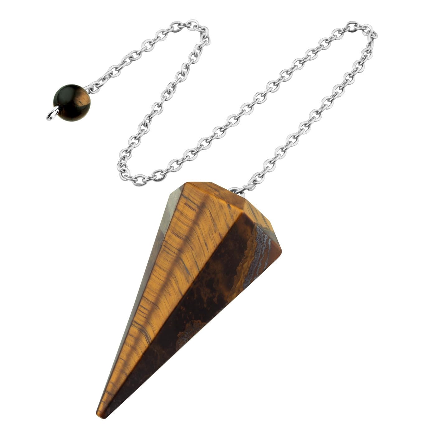 ZHIYUXI Tigers Eye Pendulum Crystal Witchcraft Supplies Reiki Supplies Brown Crystal Pendulum Necklace Dowsing Divination Tools Pendulos De Energia