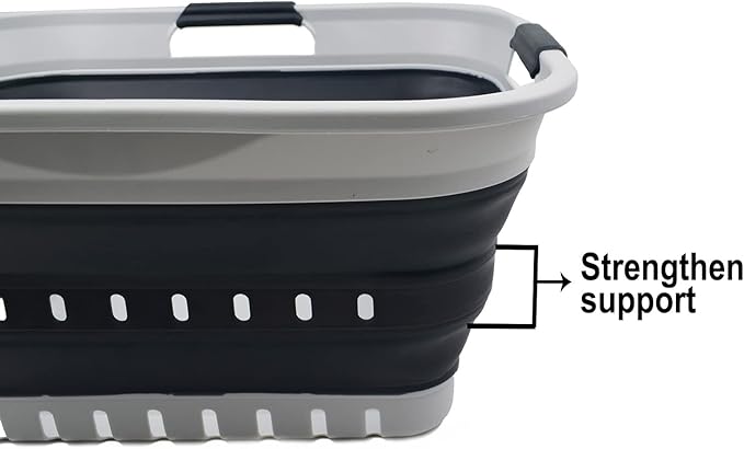 SAMMART 30L Collapsible 3 Handled Plastic Laundry Basket