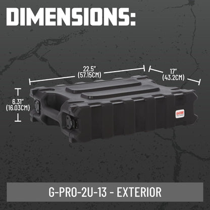 Gator Cases Pro Series 2U Rack Case with Shallow 13" Depth, Roto Molded Made in USA (G-PRO-2U-13)