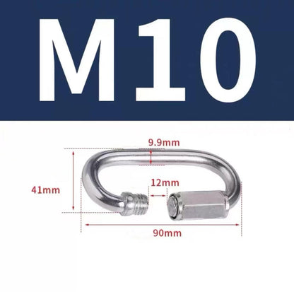 Heavy Duty Quick Links Chain Connectors, Galvanized Carbon Steel Locking Carabiners, M5 M8 M10 M12 Threaded Chain Hooks for Tire Chains, Swing, Hammock, Camping, Boating, Hiking & Fishing (M10-4PACK)