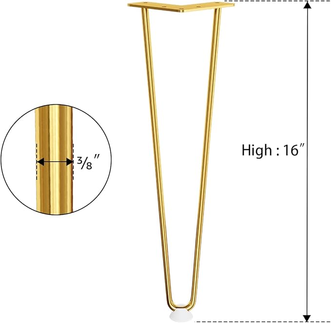 SMARTSTANDARD 16 Inch Hairpin Furniture Legs, 3/8'' Rods Metal Home DIY Projects