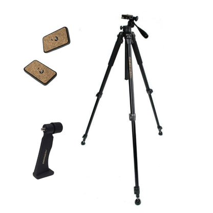 Oberwerk 3000 Tall Tripod & Heavy Duty L-Adapter with 2 Quick-Release Plates - Portable Binocular & Camera Tripod Stand Bundle | Extra Long Extension Up to 78"