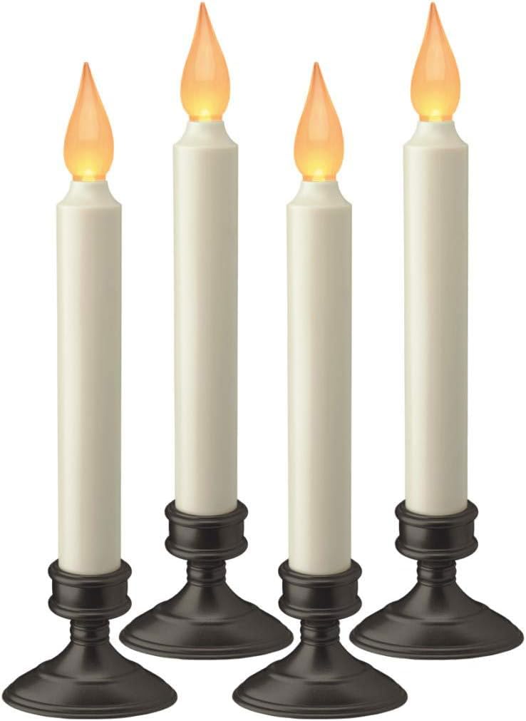 Xodus Innovations FPC1205A-4 Battery Operated LED Window Candle, Dusk to Dawn Light Sensor, Aged Bronze Plastic Base, Amber Flicker Flame, 8-7/8 Inch