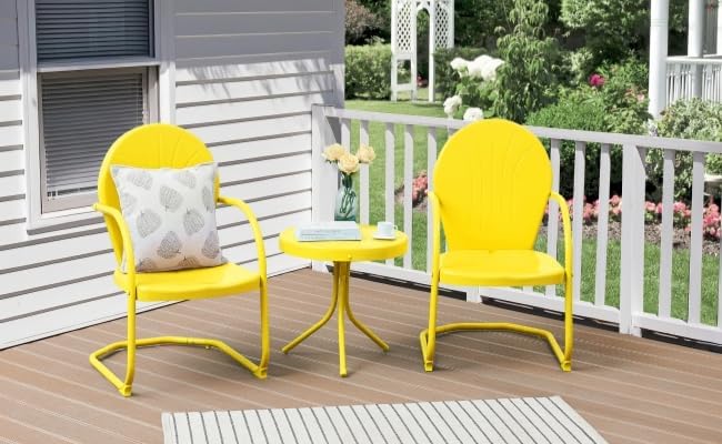 Patio Bistro Set Retro Metal Outdoor Seating Set Conversation Set 3 Pieces