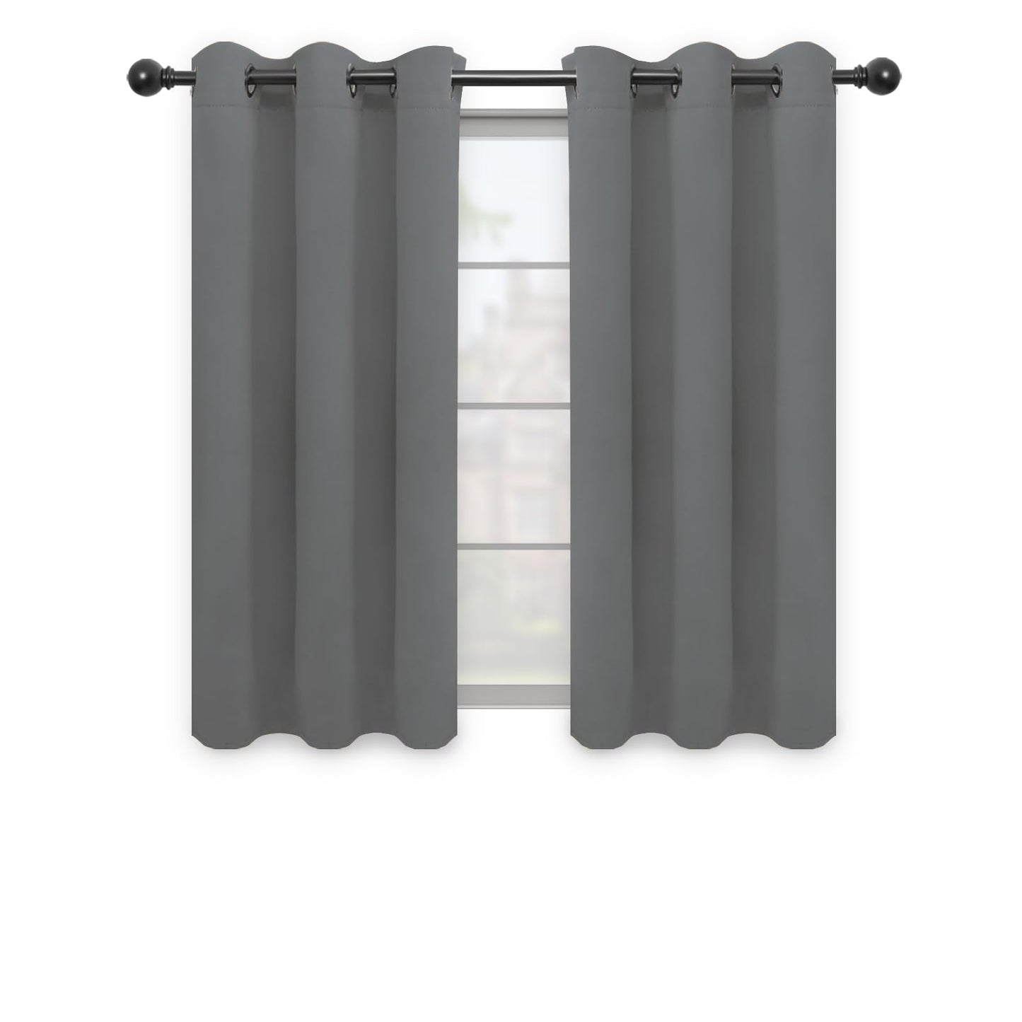 Easy-Going Blackout Curtains for Bedroom, Solid Thermal Insulated Grommet and Noise Reduction Window Drapes, Room Darkening Curtains for Living Room, 2 Panels(42x63 in, Gray)