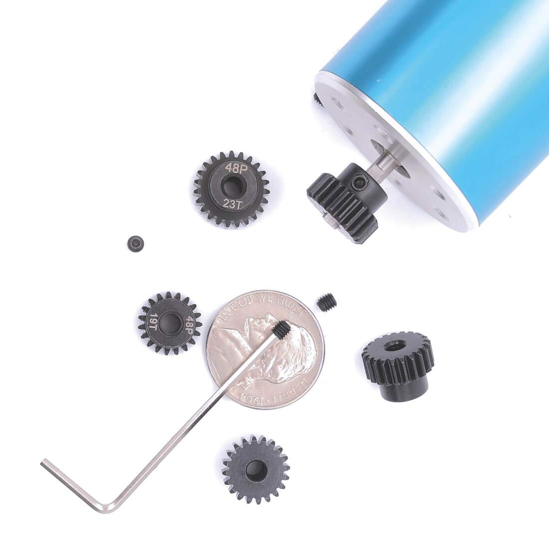 MakerDoIt 48P 19T 20T 21T 22T 23T Pinion Gear with Hex Key for 3.175mm Shaft RC Motor