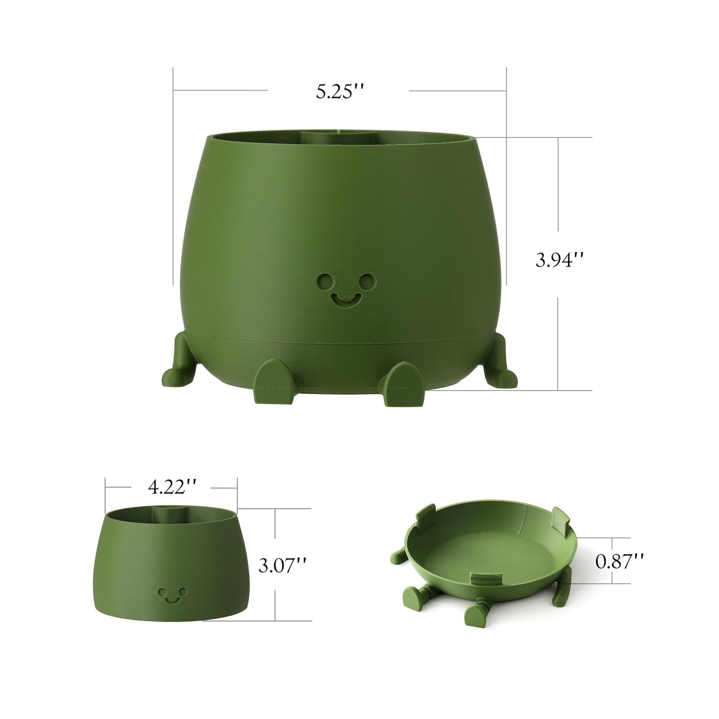 TOPOLA Happy Face Planter, 5.2 Inches Plastic Plant Pot, Self Watering Plant Pot with Drainage Holes for Indoor Outdoor, Succulent Pot, Funny Flower Pot, Sakura