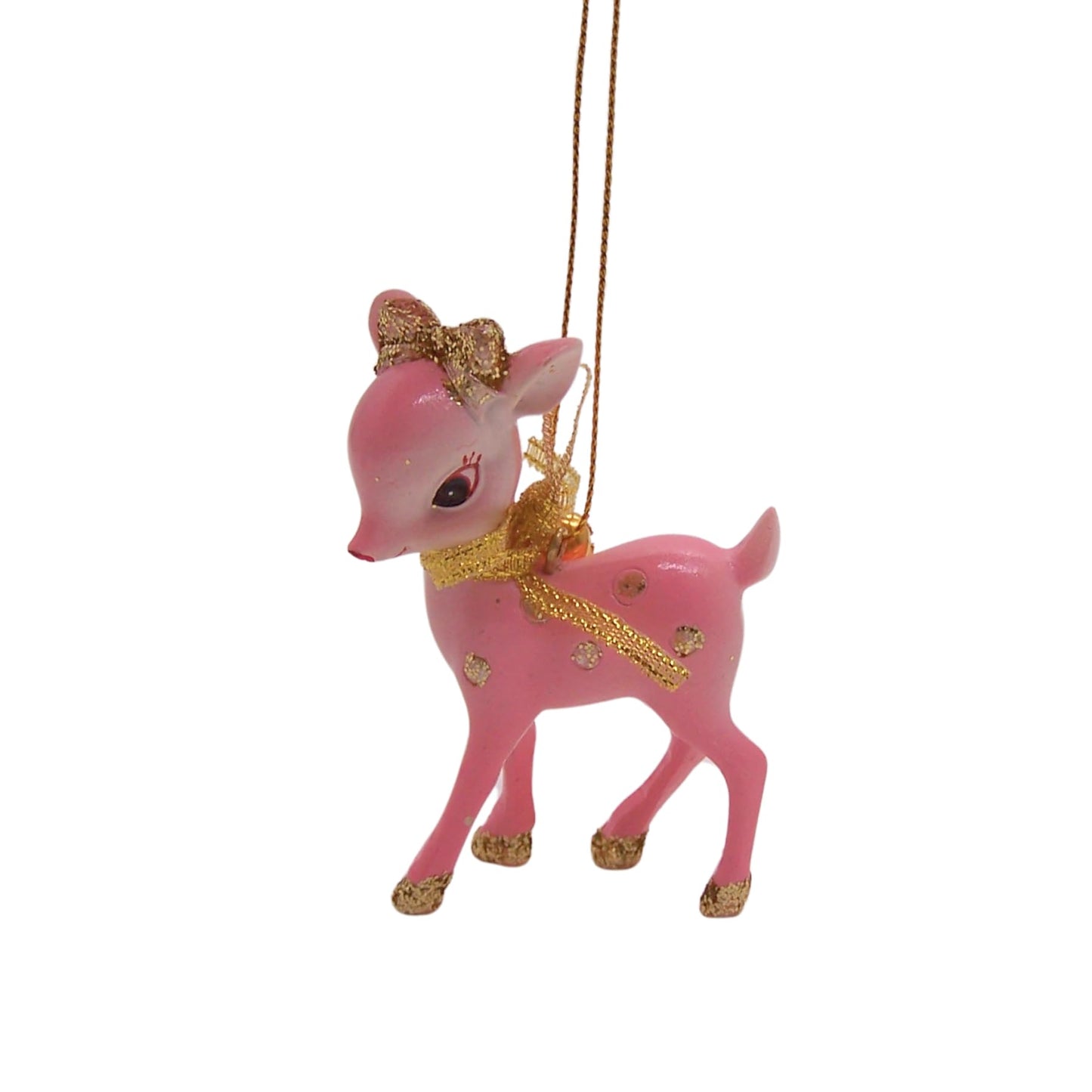 Pink Retro Reindeer Christmas Ornaments, Small Hanging Festive Ornaments, Unique Holiday Reindeer Decor, Set of 3