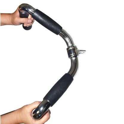 yuhqc Lat Cable Machine Attachment Curl Pulldown Barbell Revolving Bar, Multi-Exerciser Cable Attachment, Solid Steel Tricep Press Down Bar with Rubber Handgrips & Revolving Hanger(M)