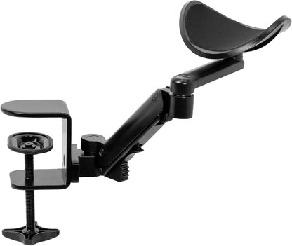 VIVO Universal Clamp-on Adjustable Armrest, Desk Cradle Rotating Elbow Cushion, Above Table Extension Platform Arm Support, Black, MOUNT-ARM01
