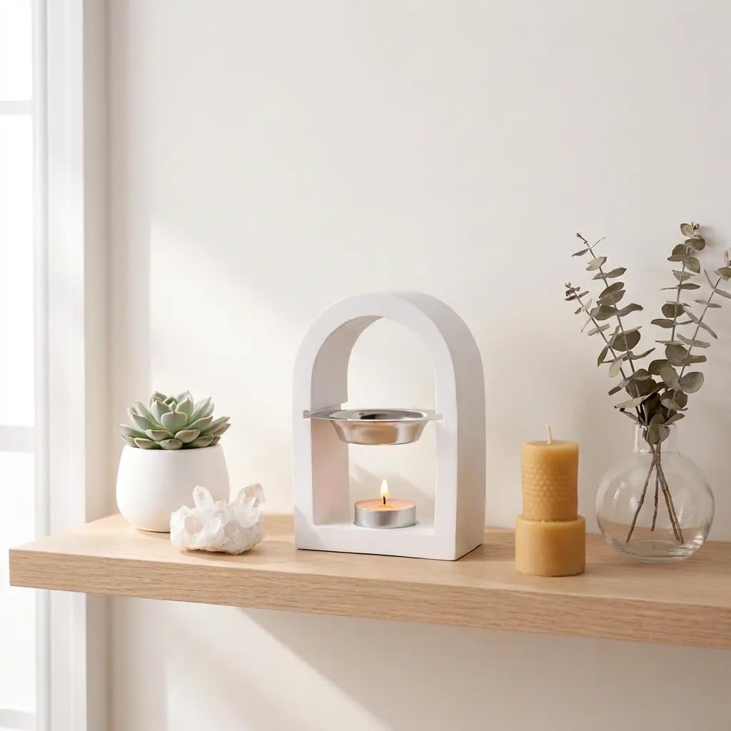 Minimalist Arch Wax Melt Burner, White Tea Light Holder, Candle Not Included