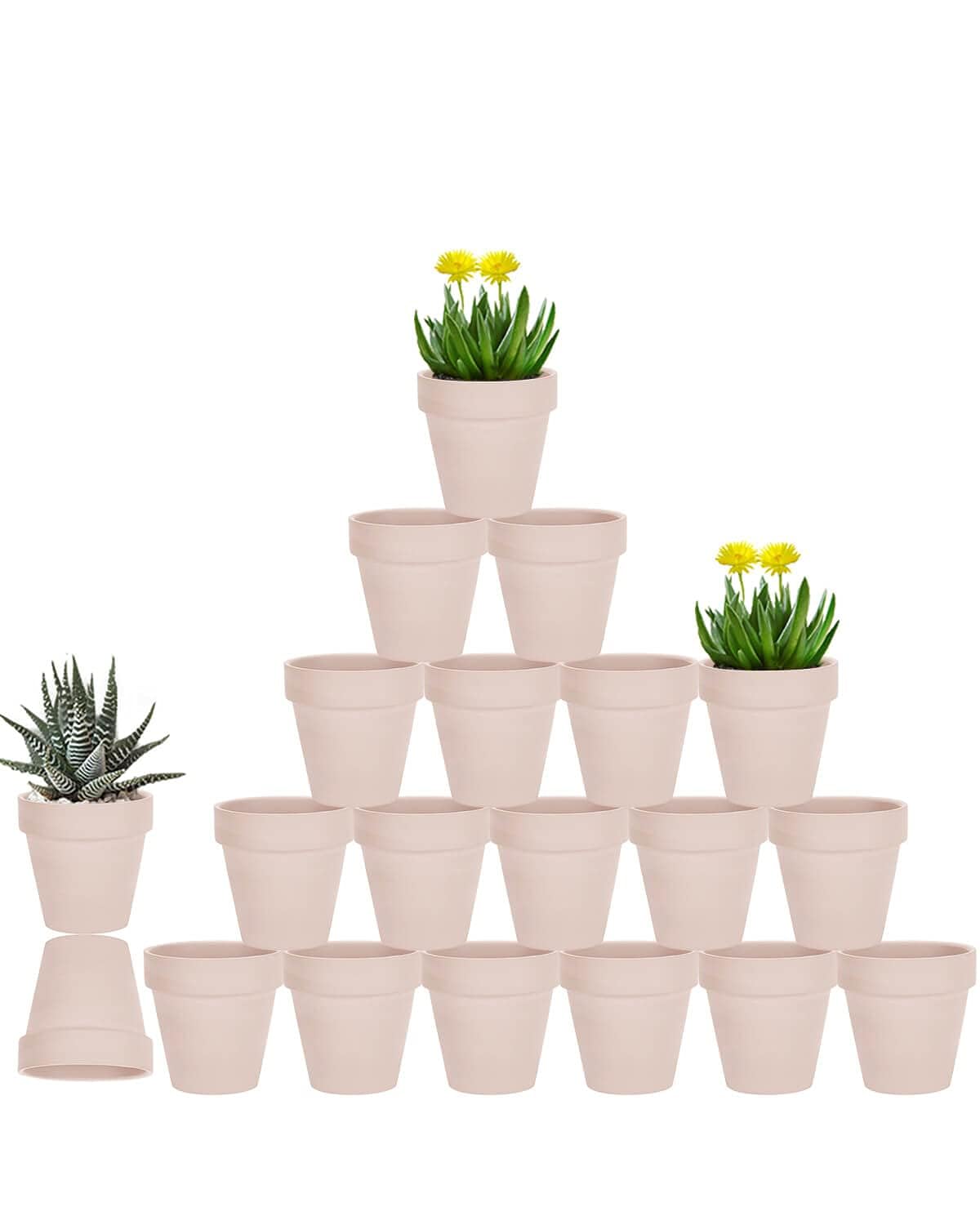 vensovo 3 Inch Pink Terra Cotta & Terracotta Pots with Drainage - 20 Pack Clay Flowerpots, Succulent Nursery Planter Great for Plants, Crafts, Wedding Favor