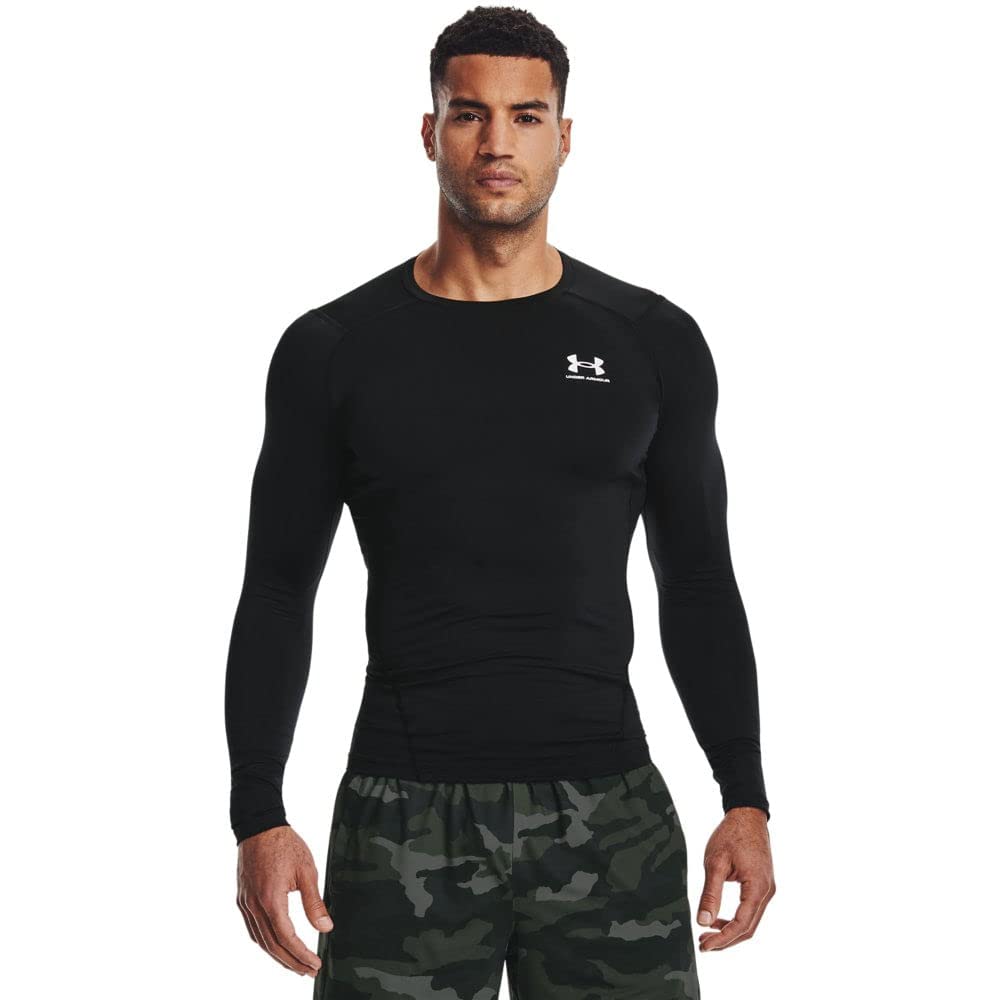 Under Armour Men's Armour HeatGear Compression Long-Sleeve T-Shirt , Black (001)/White, X-Large