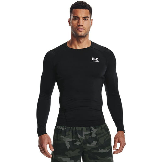 Under Armour Men's Armour HeatGear Compression Long-Sleeve T-Shirt , Black (001)/White, X-Large