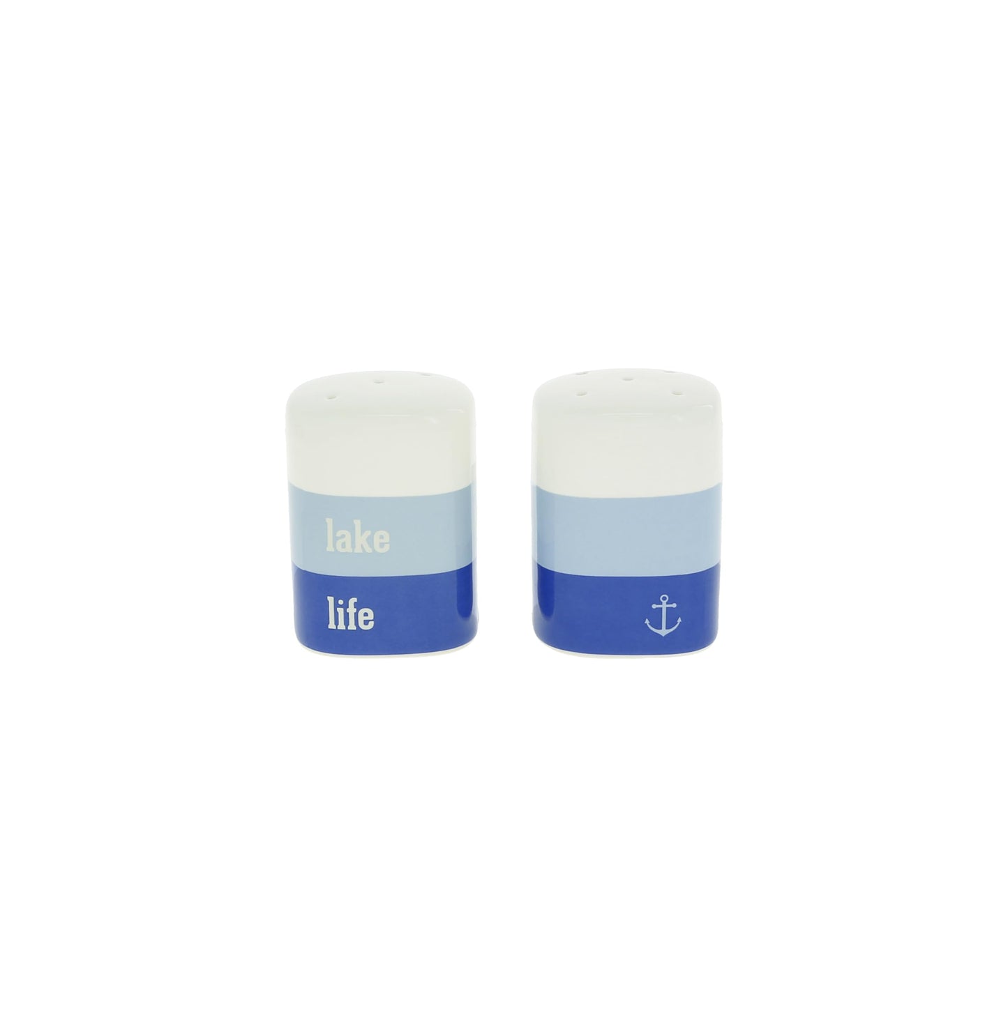 Pavilion Gift Company - Lake Life - 3 oz Salt & Pepper Ceramic Stoneware Shaker Set Cottage Waterfront