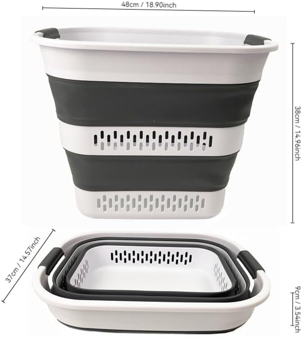 SAMMART 40L Collapsible Plastic Laundry Basket