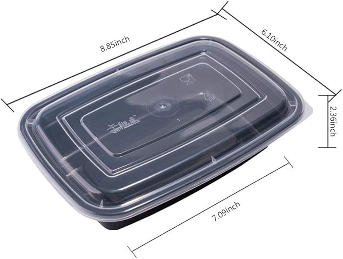 50-Pack Food Prep Containers, 1000ML/ 34 OZ Microwavable Food Storage Containers