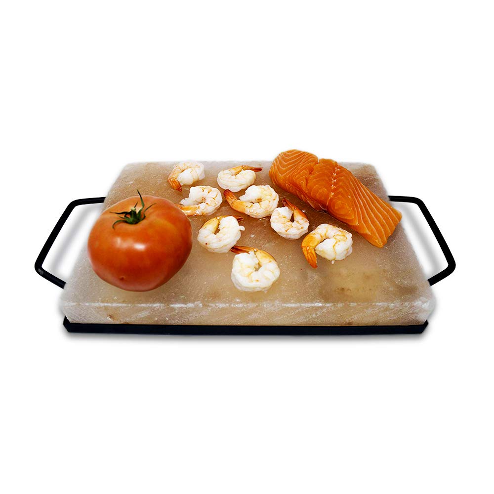 Himalite Himalayan Salt Block for Cooking – 12x8x1.5” Natural Rock Salt Plate with Stainless Steel Tray – Grill, Sear, Chill & Serve – Gourmet Gift for Chefs, Men & Women