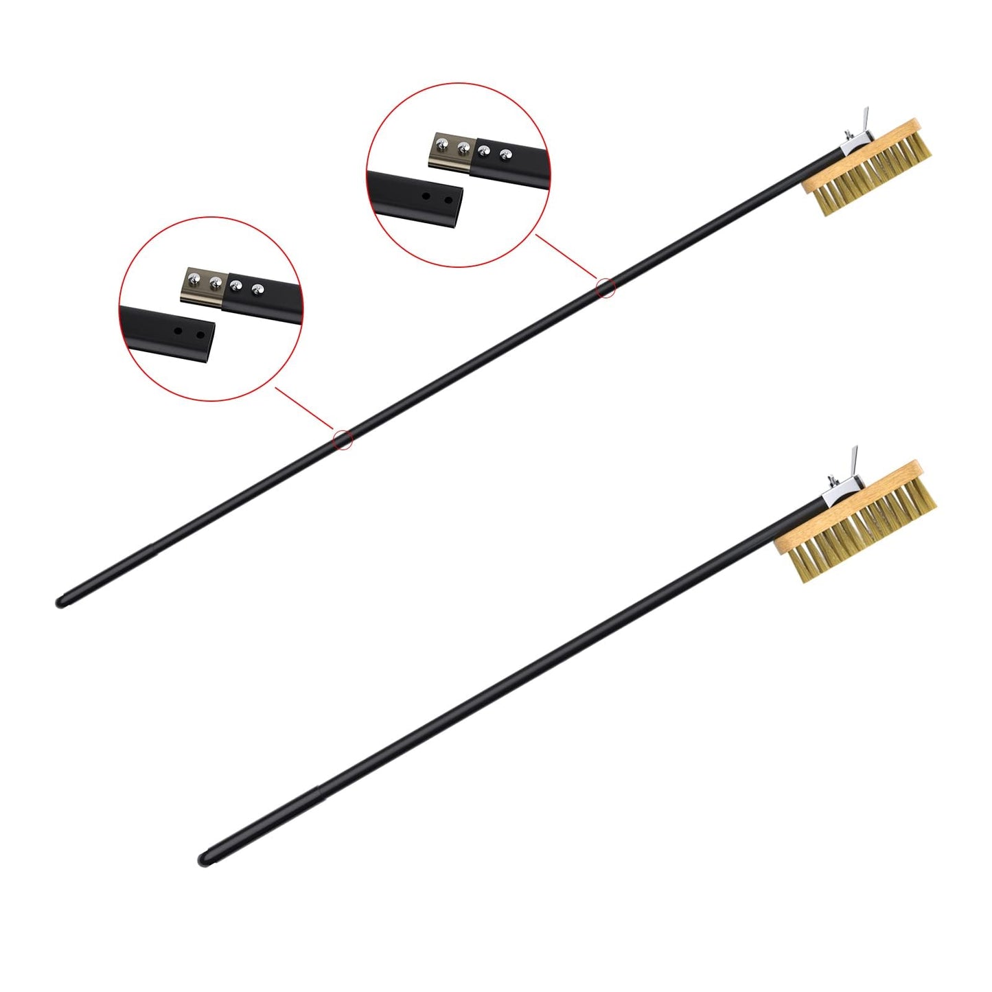 G.a HOMEFAVOR Pizza Oven Brush Stone Cleaner Brass Bristles & Steel Scraper Cleaning Tool With Detachable Long Handle For Oven BBQ Grill, Total Length 31.1'' or 46.5''