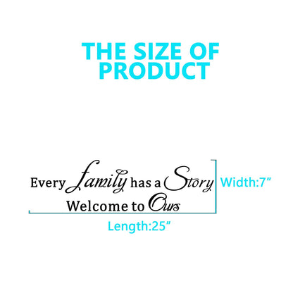 Inspirational Family Wall Stickers for Bedroom: Home Quotes Motivational Vinyl Art Wall Decals for Living Room Kitchen Apartment Bathroom - Every Family Has a Story 25" X 7"