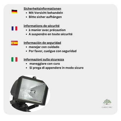 400W Garden Halogen FLOODLIGHT Security Light with Motion PIR Sensor Outdoor