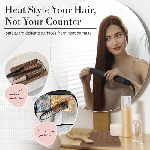 Heat Resistant Mat - Curling Iron Holder - Straightener pad - Flat Iron Holder - Silicone Mat for Hair Tools - Hot Tool Mat - Salon Tools - Hot Iron Holster - Vanity Mat - Vanity Accessories for Women