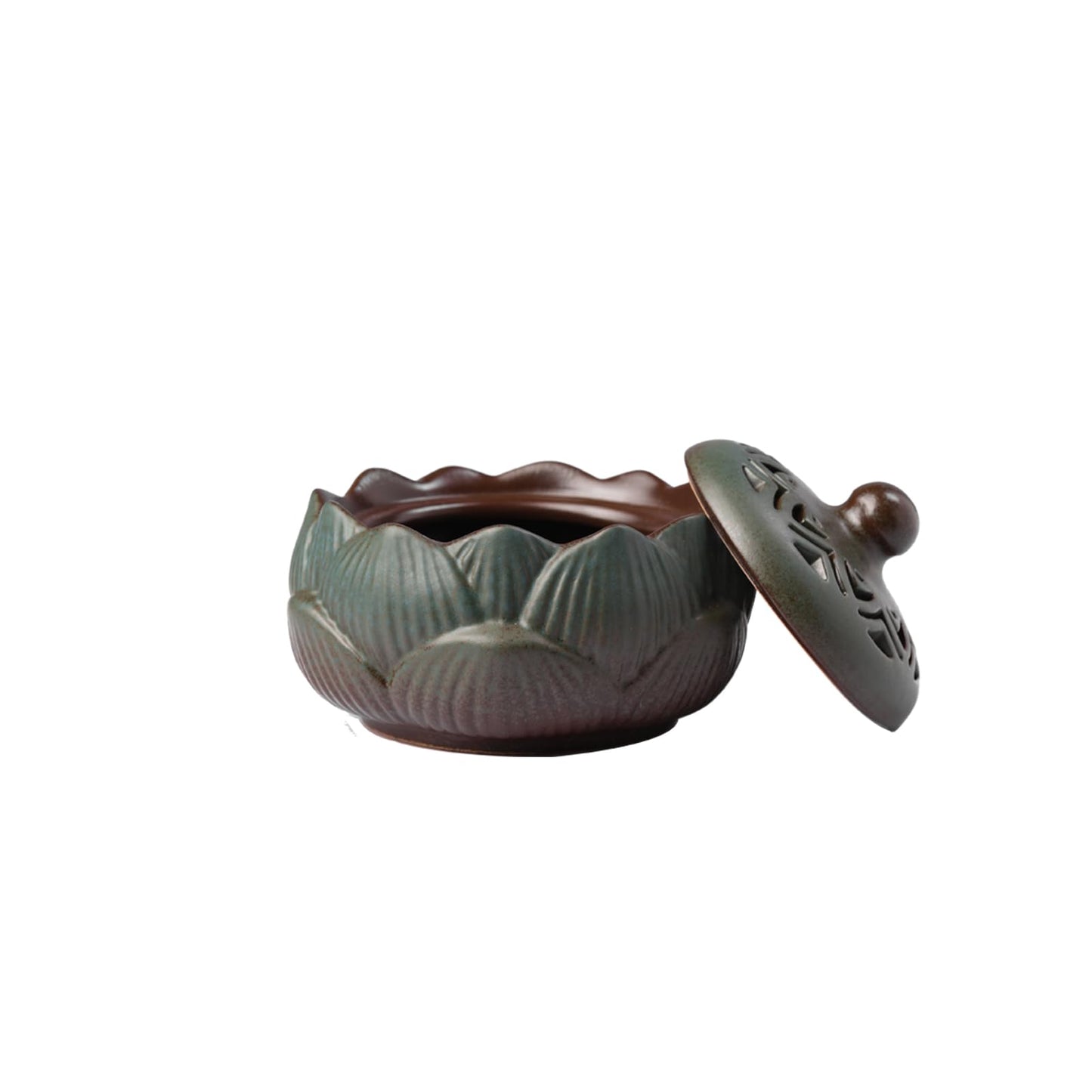 ChorZhow Incense Burner or Incense Cone Holder,Lotus Cone Incense Burner,Incense Cone Holder for Incense Cone and Coil Incense, Coil Incense Burner Set for Office Yoga and Home,Green