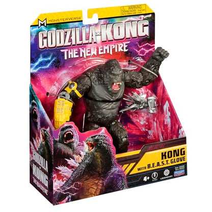 MonsterVerse Godzilla x Kong: The New Empire, 6-Inch Kong Action Figure Toy, Iconic Collectable Movie Character, Includes B.E.A.S.T Glove Feature, Toy Suitable for Ages 4 Years+