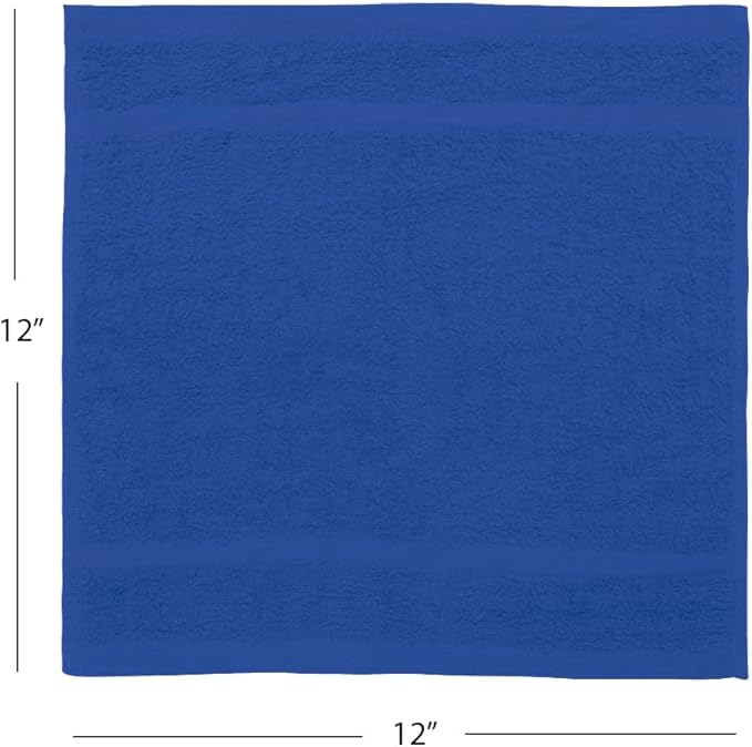 Avalon Towels Cotton Washcloths 24-Pack – 12 x 12 Inch Blue Super Soft &