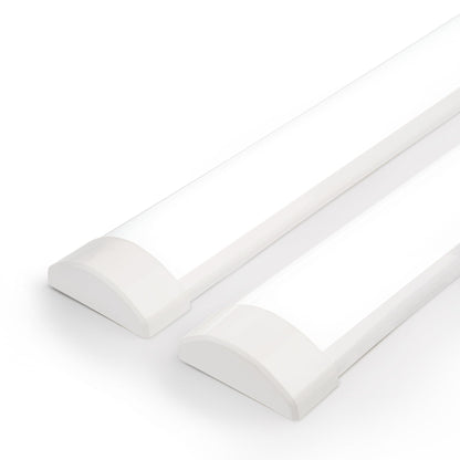 4Ft LED Batten Light, 3550LM 32W 6500K LED Tube Light, 2-Pack Slim Profile Dust-Proof Integrated Housing, Flexible Surface Mounted Linear Ceiling Garage Light, Indoor Use