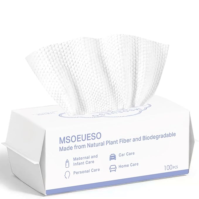 Disposable Face Towel, MSOEUESO Cotton Facial Tissues, Dry Face Cloths