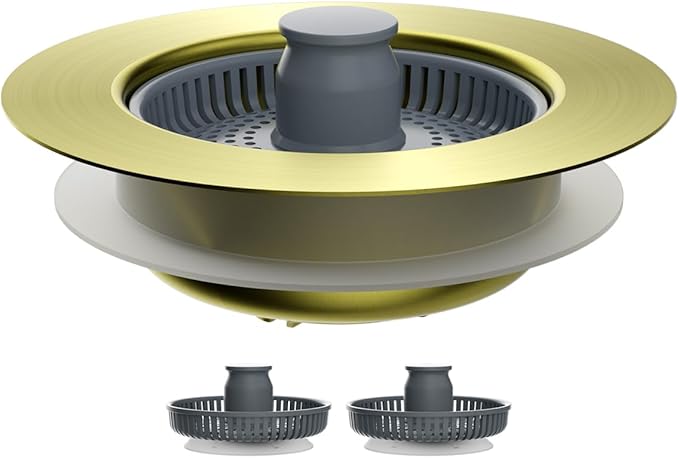 Hibbent Upgraded 3 in 1 Kitchen Sink Drain Strainer and Stopper Combo,