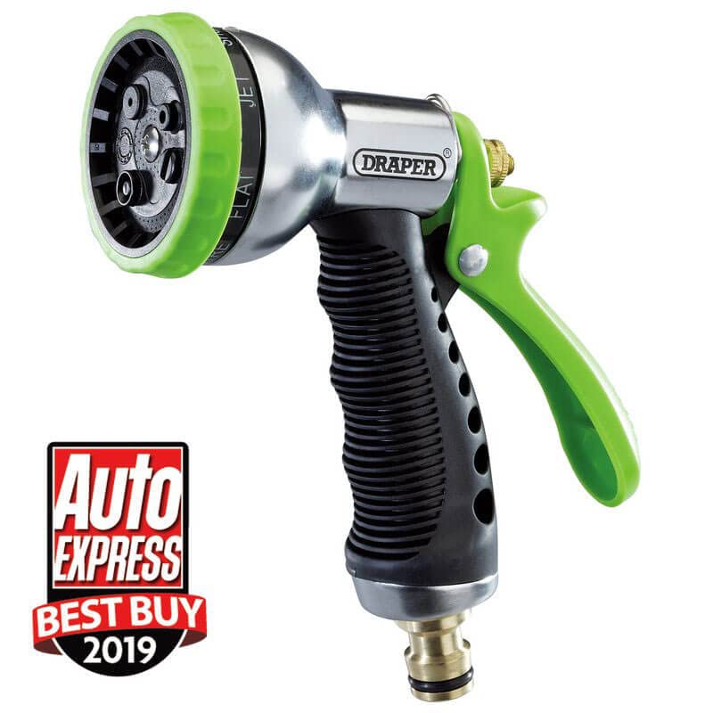 Draper 7 Pattern Hose Pipe Spray Gun|Garden hose nozzle | Watering Tool|Brass Fitting |Universal Connector| 25342