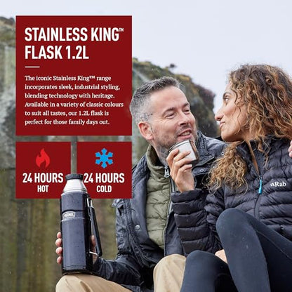 Thermos - Stainless King Red Travel Flask (1.2L) - Premium Leak Proof Insulated Tea & Coffee Flask for Hot & Cold Drinks, Built-in Cup, Twist-Pour Stopper, BPA-Free, Durable Steel