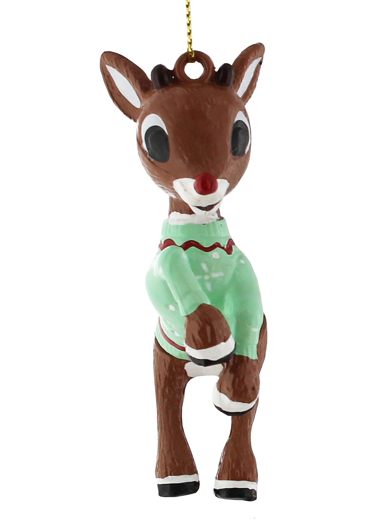 Kurt S. Adler Rudolph The Red-Nosed Reindeer in Ugly Sweater Christmas Holiday Ornament Gift Boxed (One Size, Green)