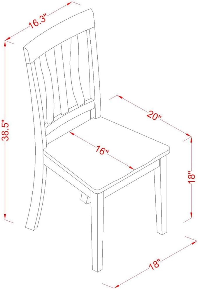 East West Furniture ANC-WHI-W Antique Dining Room Chairs